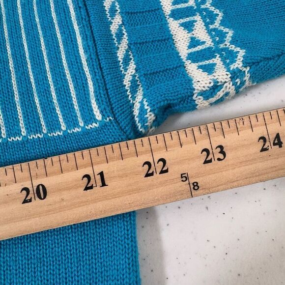 Kazlin Ski Blue Knit Sweater Size Large Wool Blend Colorful Style Winter - Picture 9 of 12